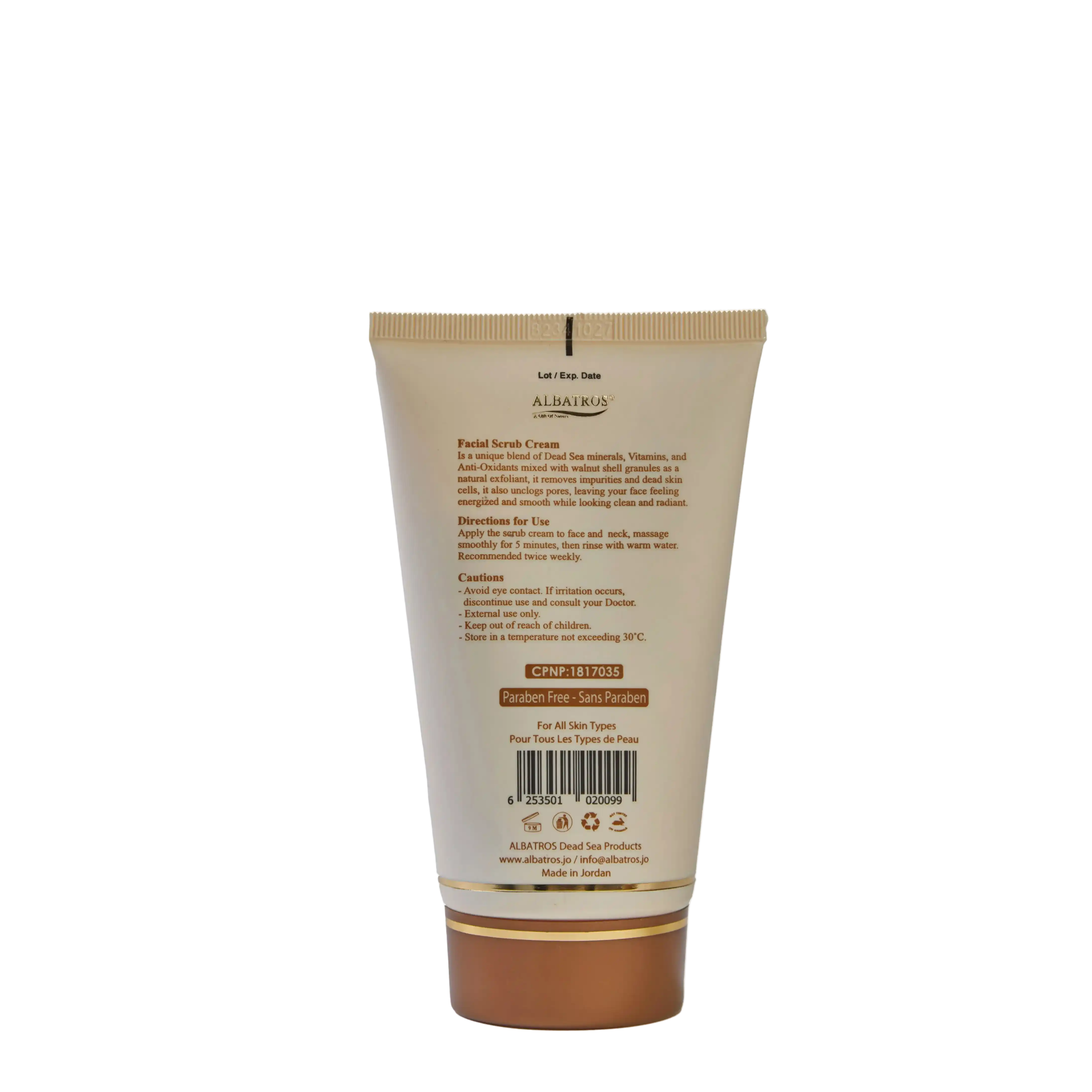 ALBATROS Facial Scrub Cream, gentle Dead Sea exfoliator